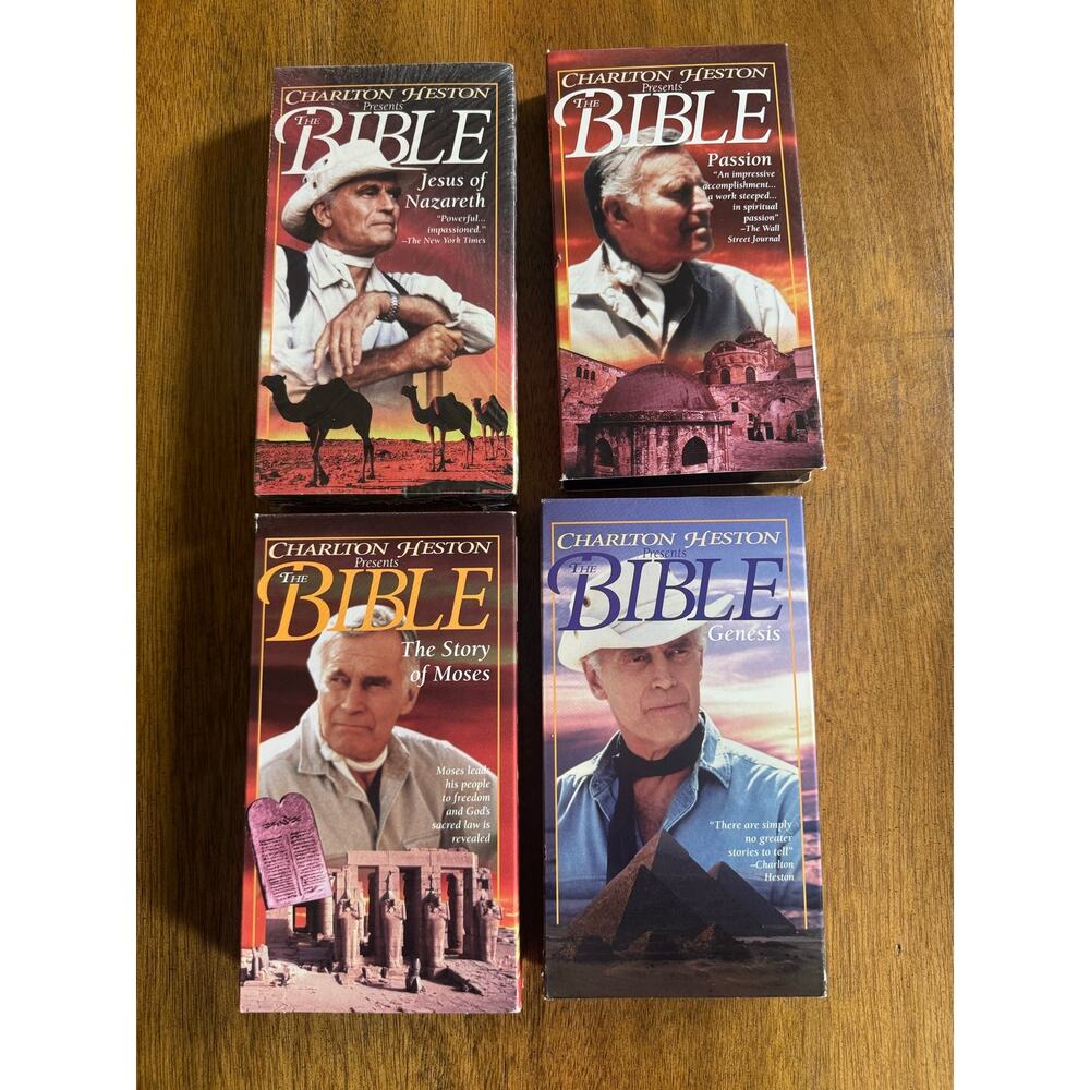 Vintage Charleton Heston Bible VHS Lot Moses Genesis Passion Sealed